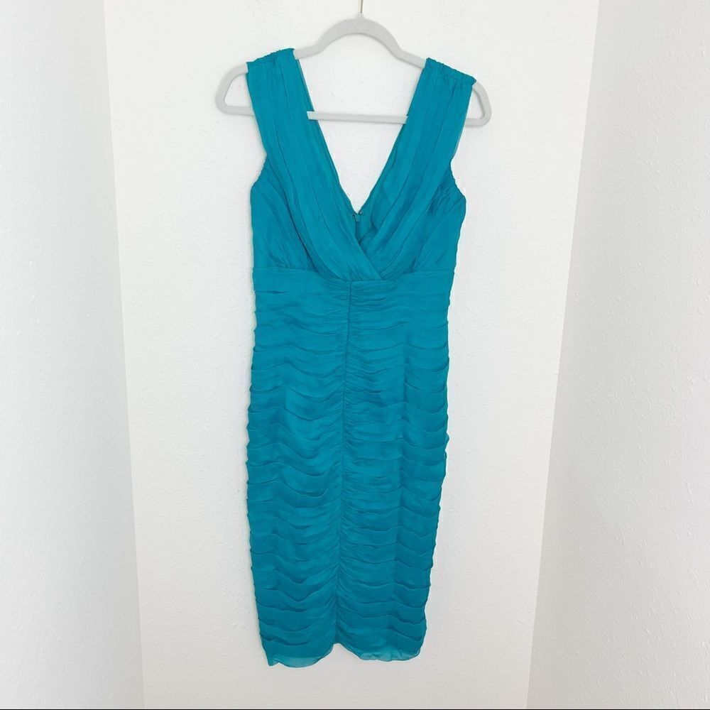 Tadashi Collection Teal Silk Multi Layer Dress